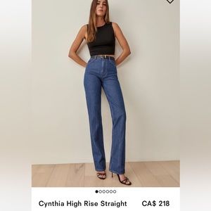 Reformation Cynthia High Rise Straight Leg Jeans in Classic Blue